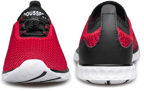 DOUSSPRT Women's Water Shoes - Quick Dry Beach Swim Pool Fishing, Red/White, Size 10