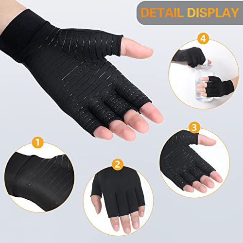 Copper Arthritis Compression Gloves - Fingerless, Medium - 1 Pair