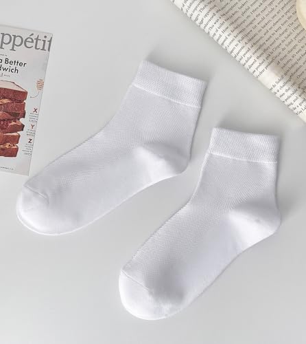 Arukora Women Ankle Thin Socks 6 Pairs Size 5-8 Mesh Breathable Crew Socks - White Black Gray Beige