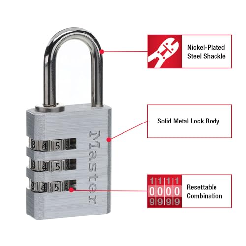 Master Lock Set Your Own Combination Lock, Aluminum, 1-3/16 in. Wide, 4 pk, 630EC4