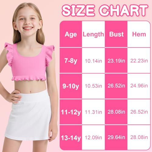 Girls Training Bra Athletic Crop Top for Dance & Yoga - Pink, 11-12 Years