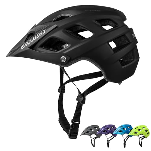 Lightweight Mountain Bike Helmet for Adults with Visor - A-Black