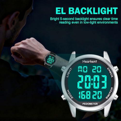 Pedometer Watch for Walking - Senior Step Counter - Black