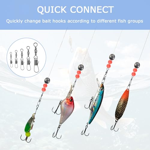 210PCS Fishing Swivels Set - 5 Sizes with Snaps & Storage Case
