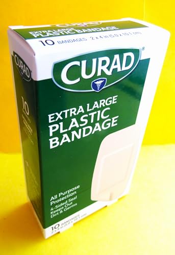 Extra Large Plastic Bandages - 2x4 Size, 10 Count
