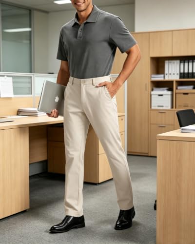 Zooxing Men's Golf Pants Lightweight Quick-Dry Anti-Slip 34W x 30L Khaki