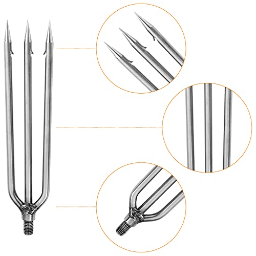 3-Prong Fishing Harpoon Spear - Stainless Steel Gig with Aluminum Rod