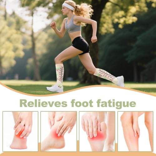 Knee High Compression Socks - 3 Pairs for Men & Women - Flower3