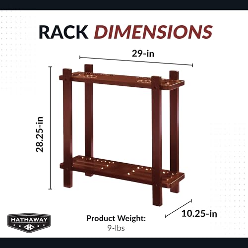 Classic Floor Billiard Cue Rack - Antique Walnut Finish