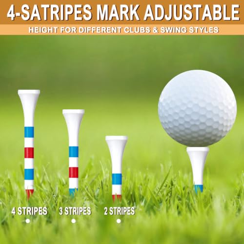Wooden Golf Tees - 2-3/4 Inch with Red & Blue Mark, 100 Count