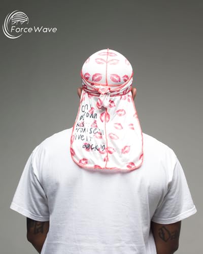 Silky Designer Durag with Kiss Pattern - 1pc