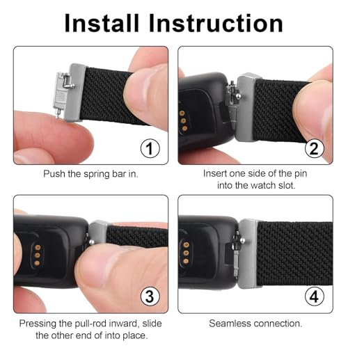 Elastic Bands for Fitbit Inspire 3 - 2 Pack, Black/Black