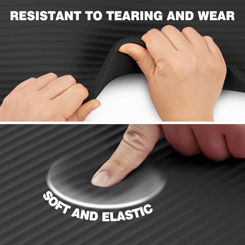 Extra Thick NBR Yoga Mat - Non-Slip, Cushioned, 72"x24"x10mm - Black