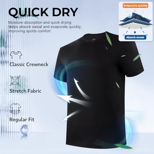 BAMBOO COOL Men's Moisture-Wicking Undershirts Pack - Large, Black, Crewneck, 3 Pack