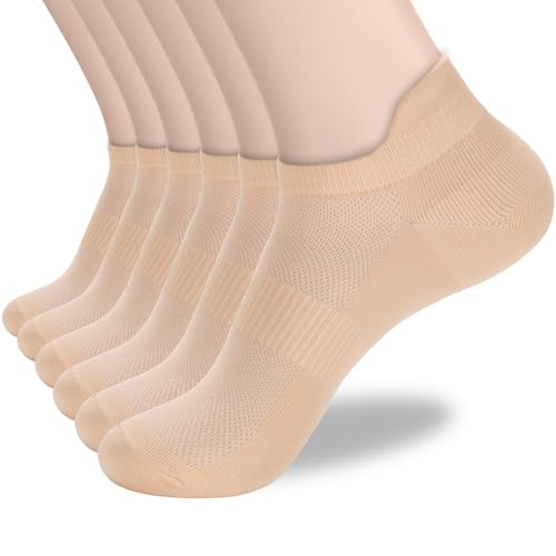 ATBITER Ankle Socks Women & Men 6-12 Pairs Thin Low Cut No Show Tab 5-7 / 6 Pairs Nude