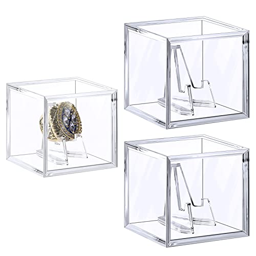 Foboull 3-Pack Championship Ring Display Case Acrylic Holder for Super Bowl & Baseball Rings