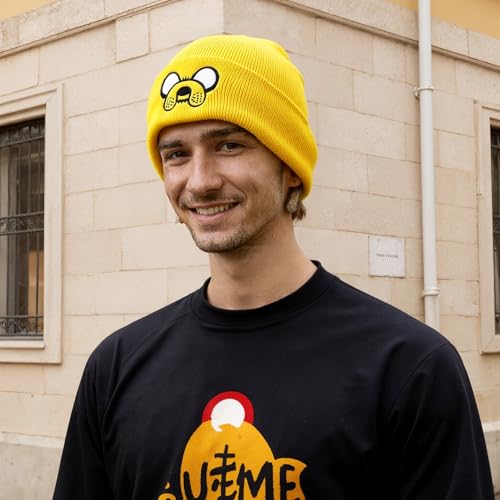 Yellow Knit Beanie Hat for Men and Women - Embroidered