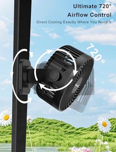 Rechargeable Magnetic Golf Cart Fan with Light - 2-Pack