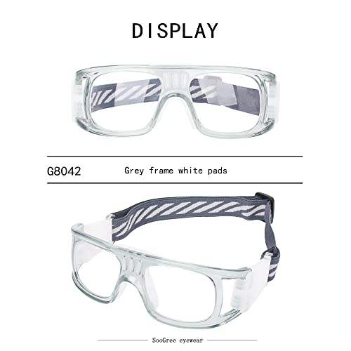Protective Sports Goggles for Racquetball & Basketball - G8042 Gray Frame White Nose Pad