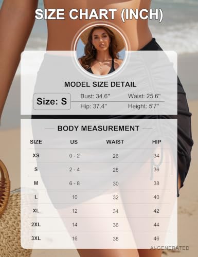 Blooming Jelly Women's Tummy Control Swim Skirt Bathing Suit Bottoms - Medium Black