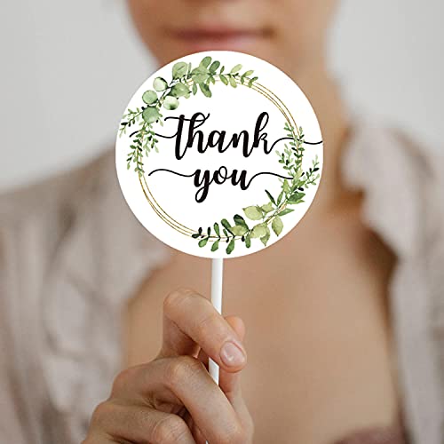 50 Greenery Thank You Stickers - 2-Inch Adhesive Labels for Favors & Gifts