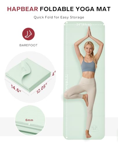 Foldable Non-Slip Yoga Mat - 72"x24" - Green, Eco-Friendly TPE