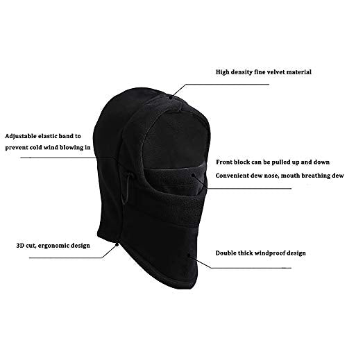 HIG 2-Pack Windproof Winter Balaclava Ski Masks for Men & Women, One Size, Black