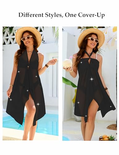 Women's Mesh Sarong Swimsuit Cover-Up - Large, Black