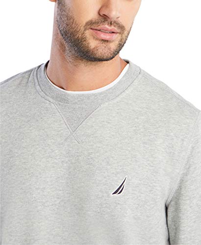 Nautica Men's Basic Crew Neck Fleece Sweatshirt – Large Grey Heather