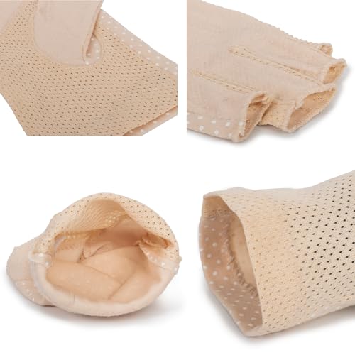 Cotton Fingerless Driving Gloves for UV Protection - Beige