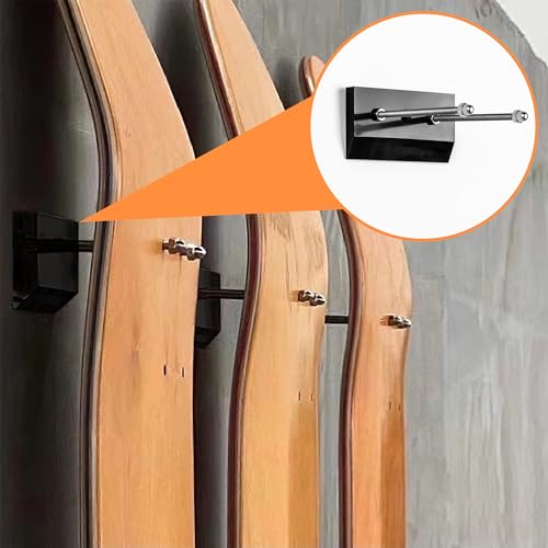 2 Pack Skateboard Wall Mount - Black Display Hanger for Skis, Snowboards & More