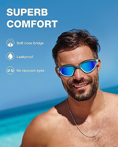 ZIONOR A8 Polarized Mirror Blue Swim Goggles - Anti-Fog, Unisex