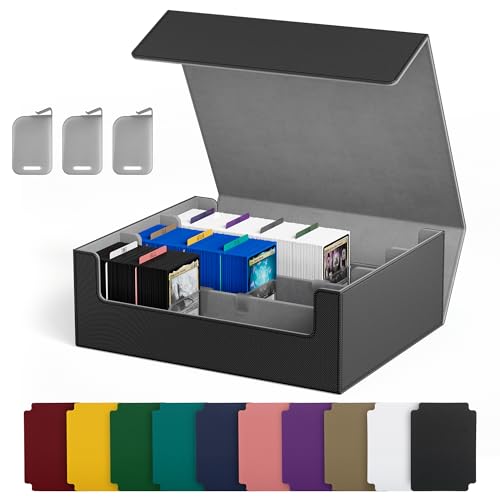 Card Storage Box for 1800+ Sleeved Cards - PU Leather Organizer with Dividers