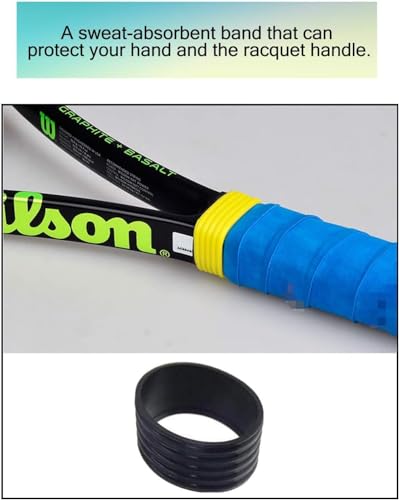 Tennis Racket Overgrips - Set of 5 Black Rubber Bands