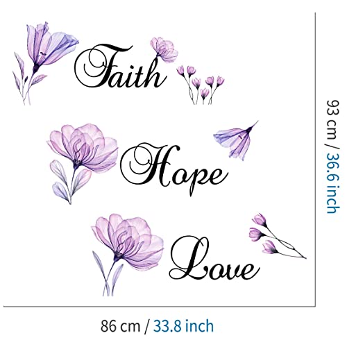 Lchen Faith Hope Love Wall Sticker Purple Lily Flower PVC Wall Decal Home Background Decor Removable Wall Art Sticker (Faith Hope Love)