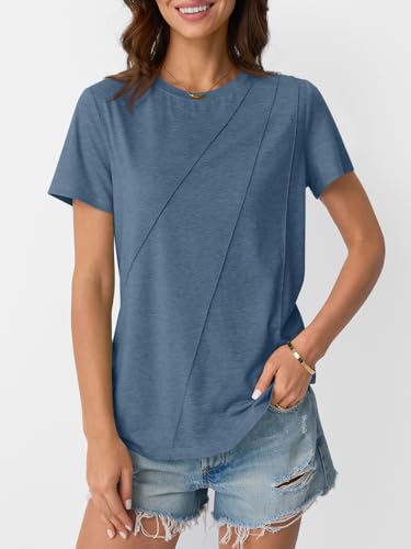 Women's Summer Short Sleeve Crewneck T-Shirt - Navy, Large