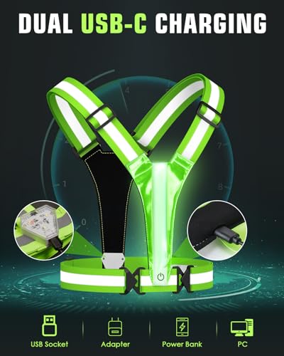 LED Reflective Vest with Chest Light - Rechargeable Safety Gear