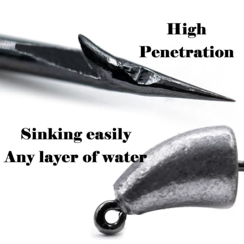 Bullet Jig Heads - 10Pcs 1/16 oz Weighted EWG Hooks for Texas Rig Bass