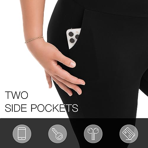 Plus Size Leggings with Pockets for Women - Black 3X-Large