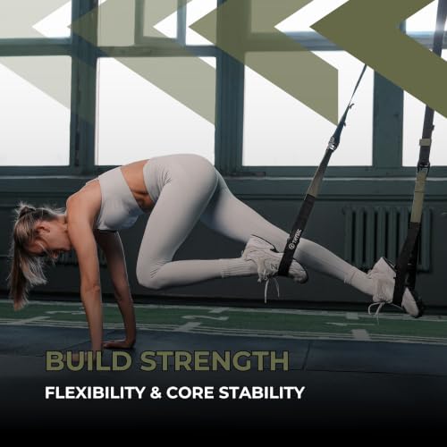 Full Body Suspension Trainer PRO with Door Anchor - Army Green