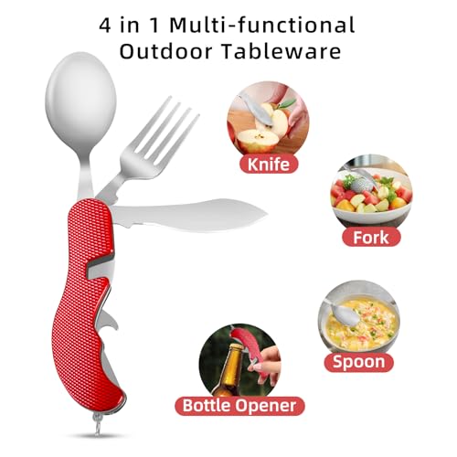 Stainless Steel 4-in-1 Portable Outdoor Diner Set - Red
