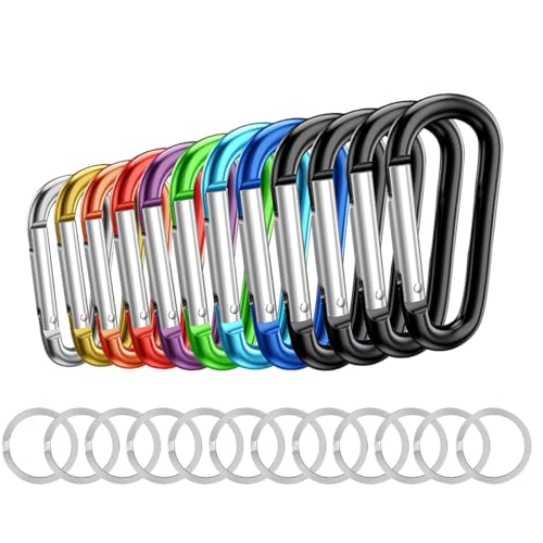 12PCS Aluminum Carabiner Clips Set - 2.2" Multicolor Keychain Hooks