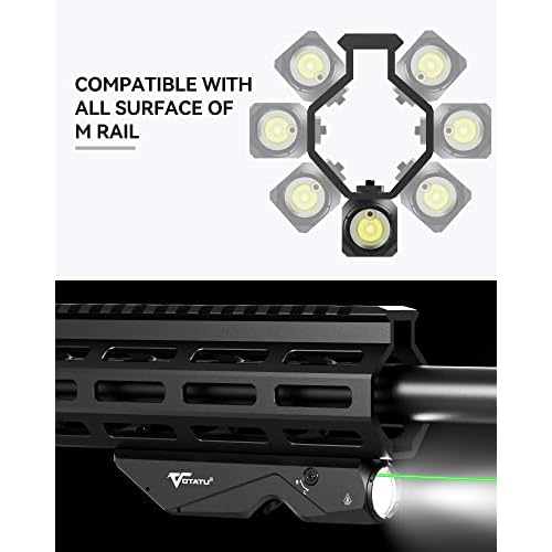 Votatu M9L-G Mini Light Laser Combo Compatible with M-Lok Rail Surface, 550 Lumens Tactical Flashlight and Green Laser Sight with Strobe Function for Rifle, Magnetic Rechargeable