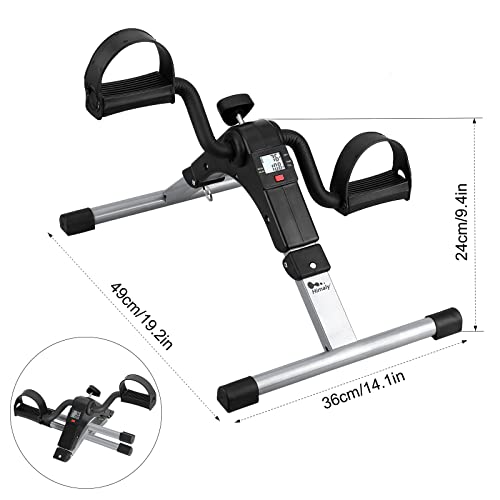 Folding Pedal Exerciser - Mini Exercise Bike for Arms & Legs - Silver & Black