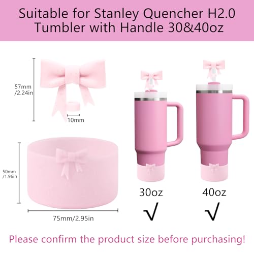 Cup Accessories Set for Stanley Quencher H2.0 Tumbler - Glitter Pink
