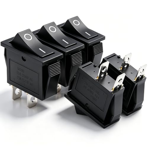 5Pcs 2-Pin Rocker Switch ON/OFF AC 15A/125V - Black KCD3 Narrow Square