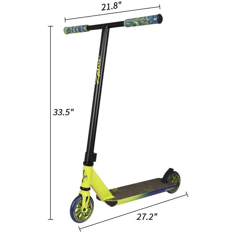 Zplus Pro Scooter - Stunt Trick Beginner to Advanced Freestyle Street Pro Scooter for Kids Ages 8 and Up, Teens and Adults(Green/Orange)