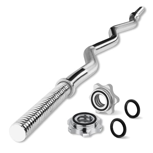 Yes4All 1-Inch Chrome Curl Bar - Solid Steel Olympic & Standard Barbell for Home Gym