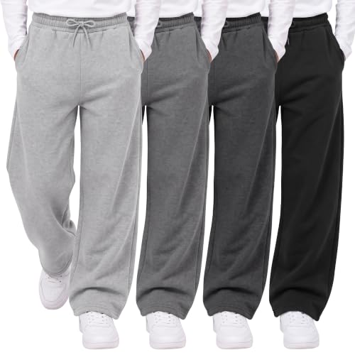 Cooraby Boys Baggy Fleece-Lined Sweatpants 13-14 Years, Black/Dark Grey/Gray/Light Grey, 7-16Y