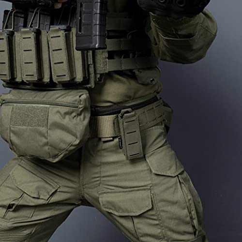 IDOGEAR Single Pistol Mag Pouch - Elastic Molle Open Top Holster for 9mm .40 Magazines - Ranger Green